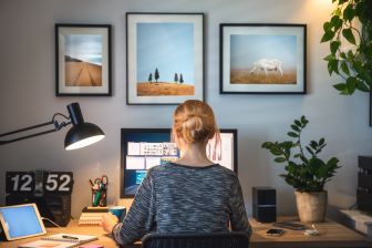 Girl sitting on computer